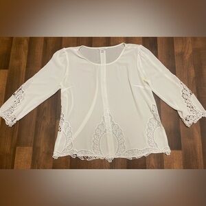 Charming Charlie Cream Embellished 3/4 Sleeve Blouse